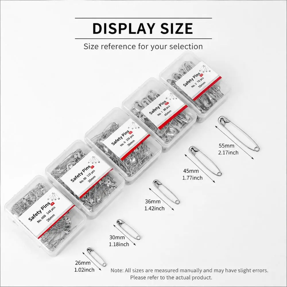 Multi-Size Rust-Proof Stainless Steel Safety Pins with Storage Box