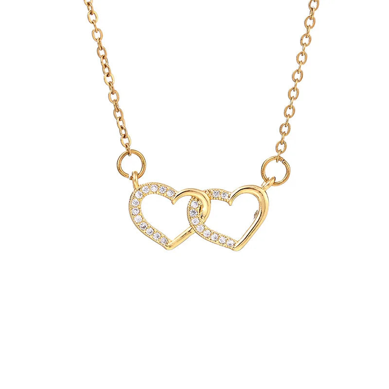 Women's Gold Heart Pendant Necklace | Cubic Zirconia