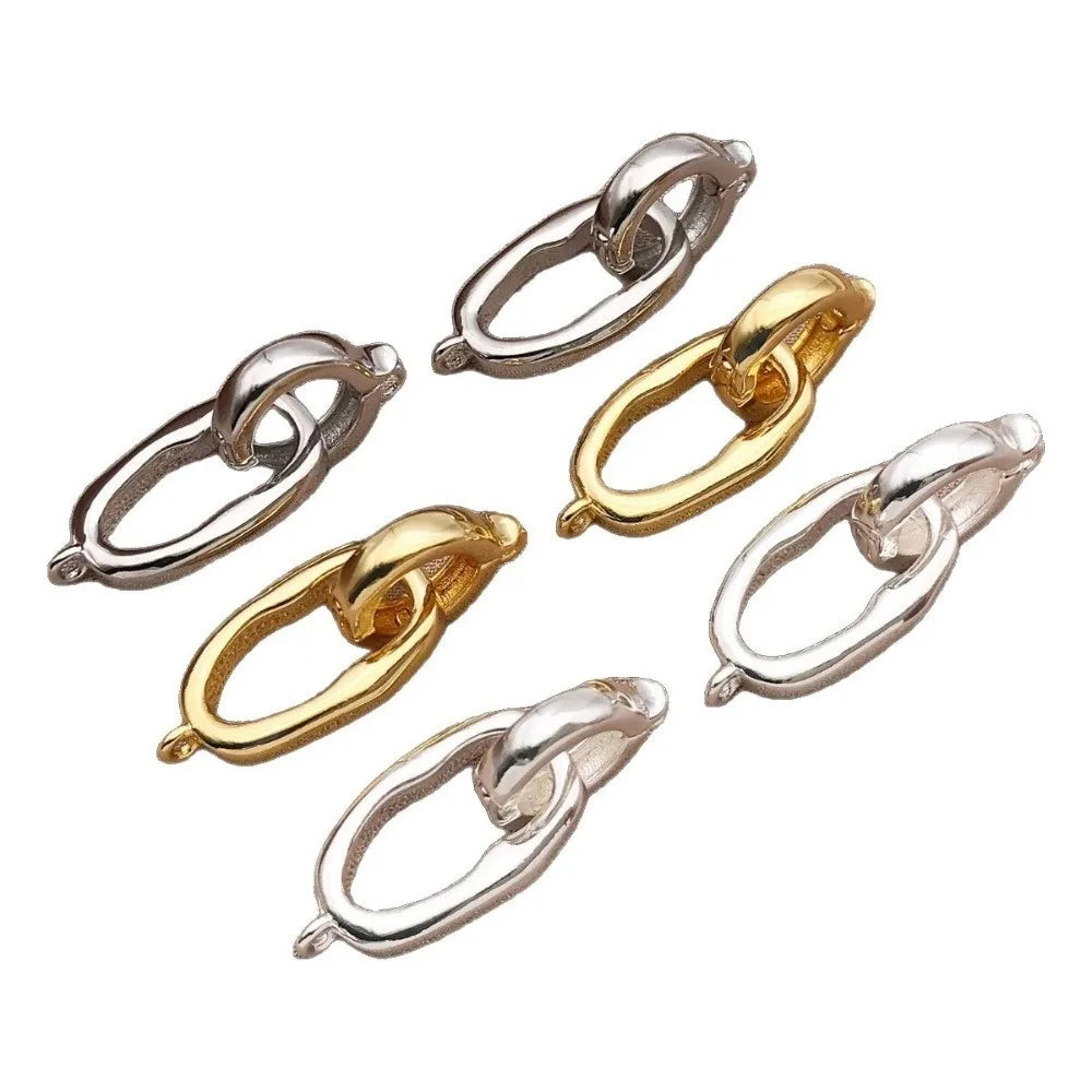 3pcs Gold & Silver Plated Copper Oval Jewelry Connector Clasps