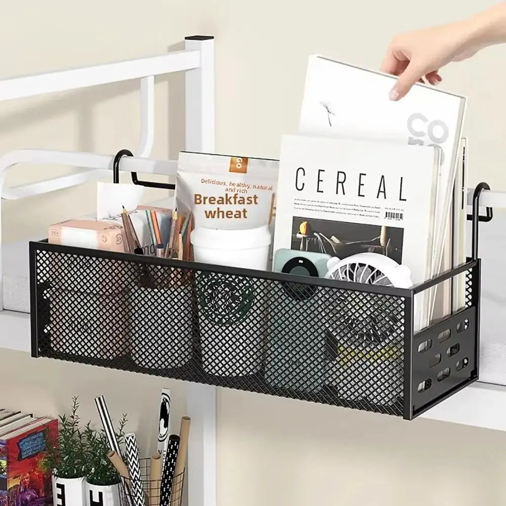 Punch-Free Bedside Hanging Basket – Bed Storage Shelf Rack