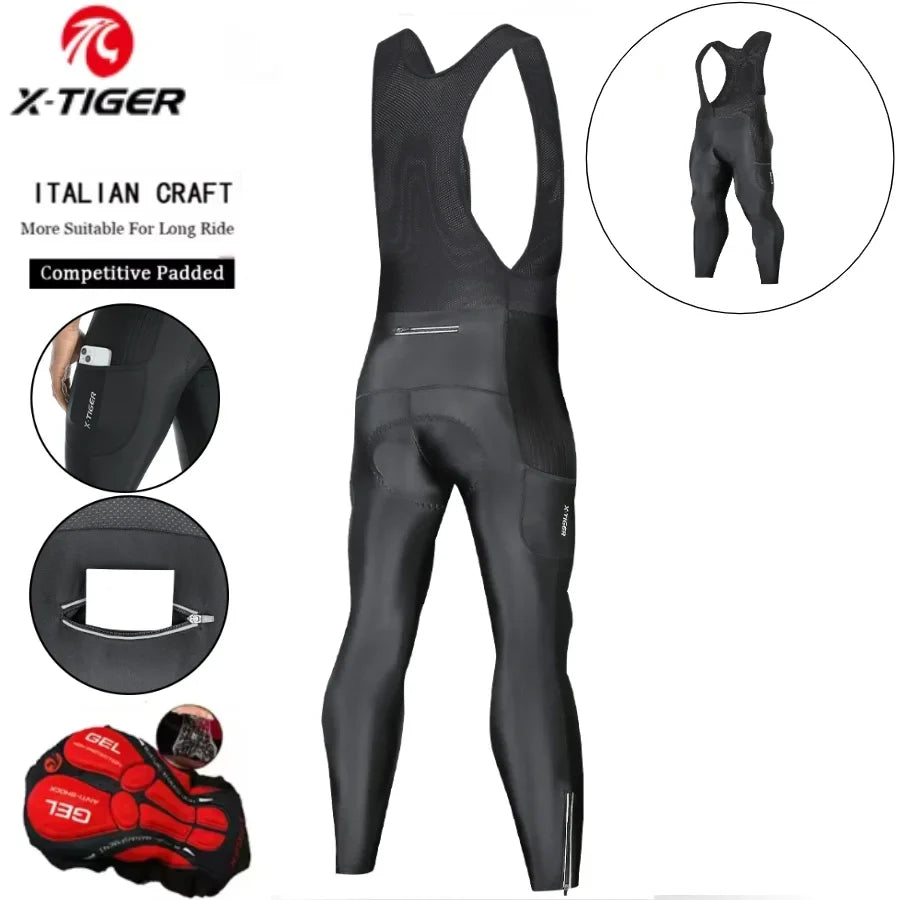 X-TIGER Men's 5D Gel Padded Cycling Bib Pants | Pro Lycra