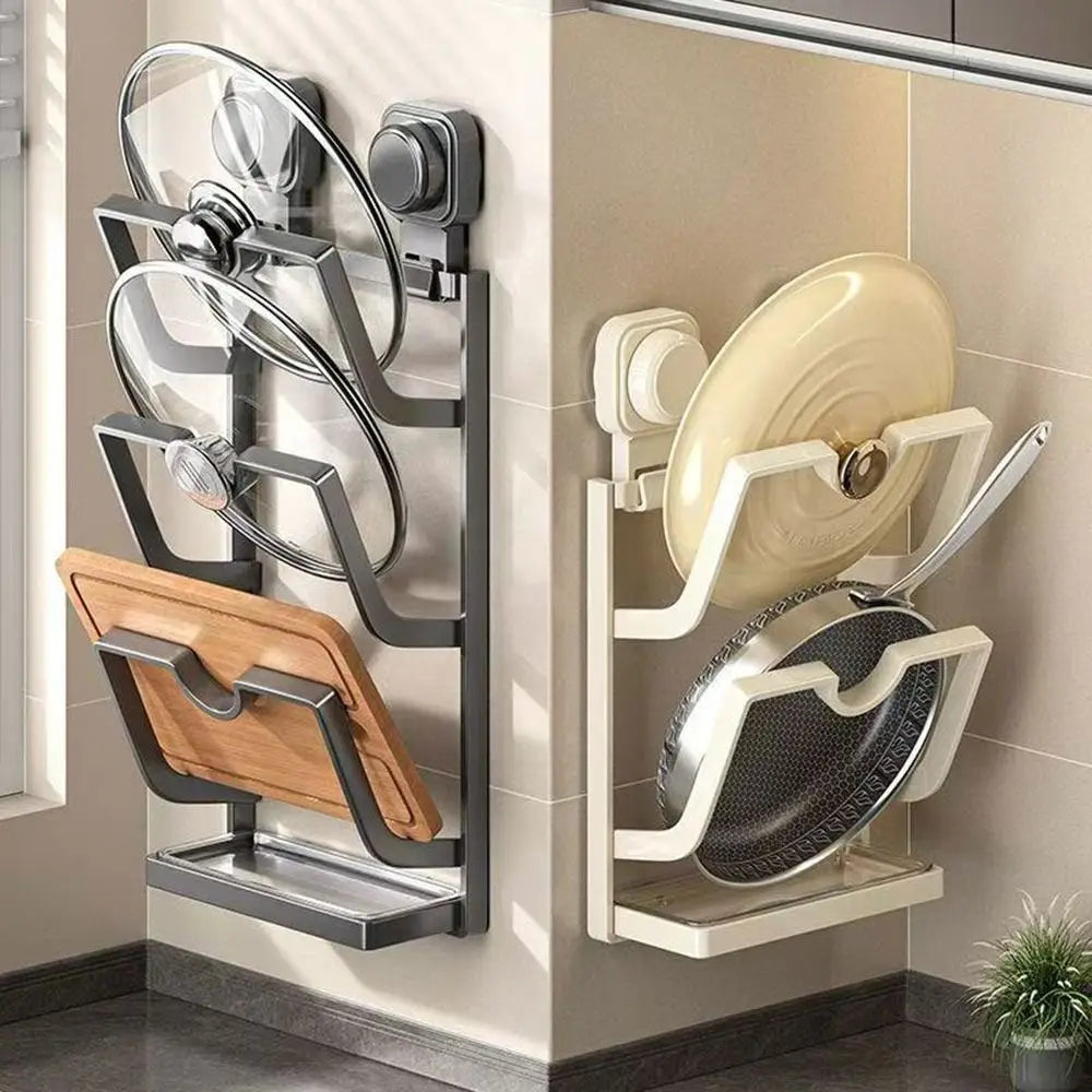 Suction Cup Pot Lid Holder – Wall Mount Storage Rack