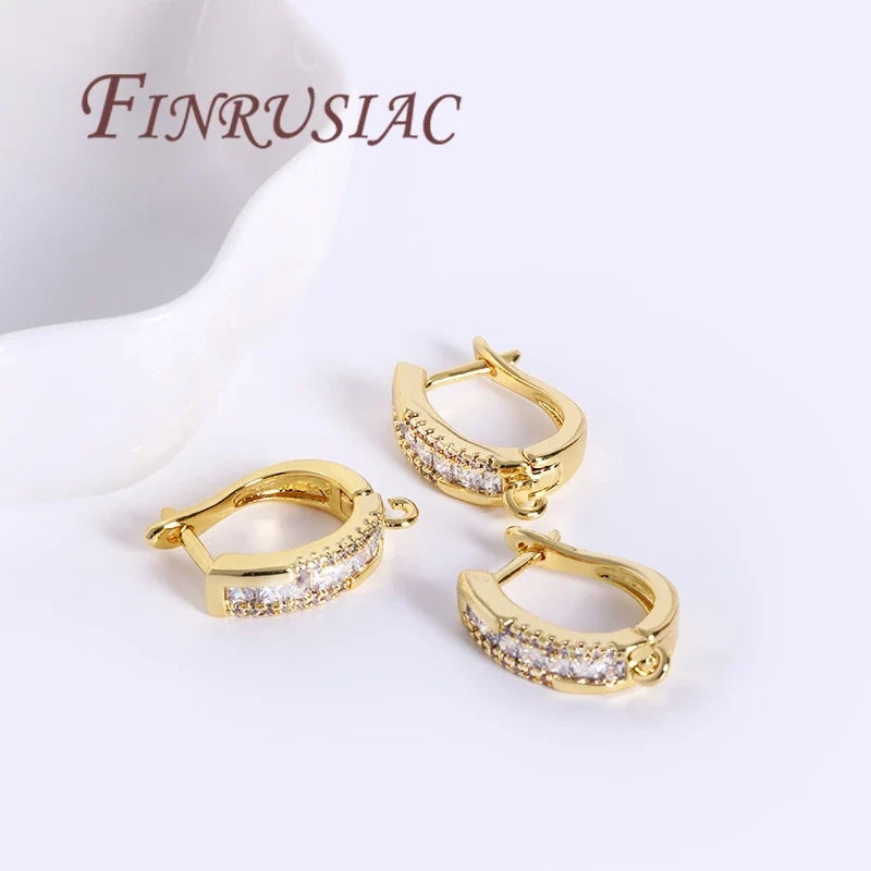 18K Gold Plated Zircon Earring Hook Clasps | DIY Earwires