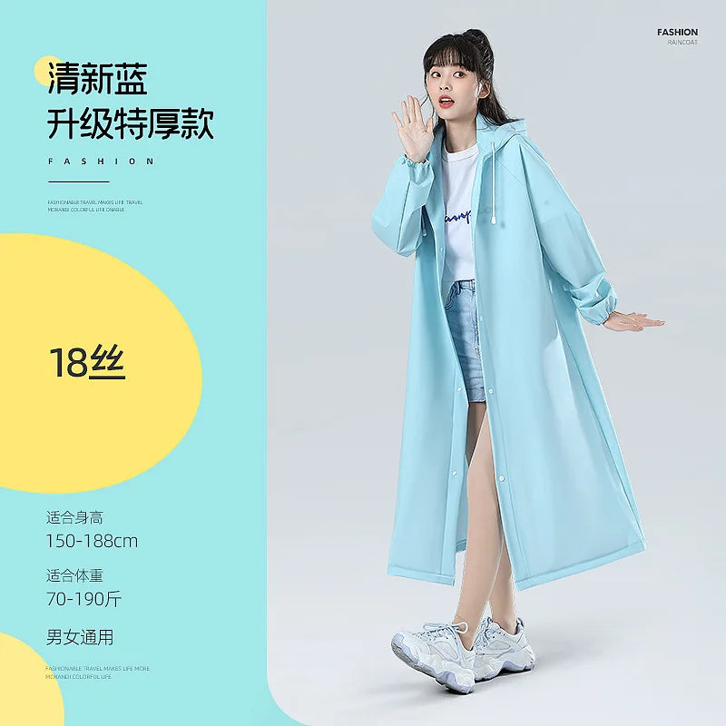 Reusable EVA Waterproof Rain Poncho – Transparent Adult Raincoat