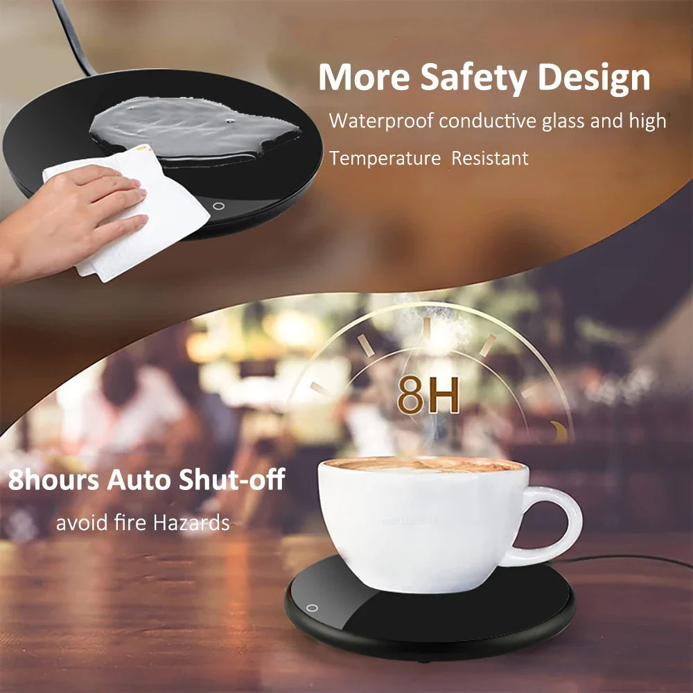 USB Electric Mug Warmer – 3 Temp Settings & Auto Shut-Off