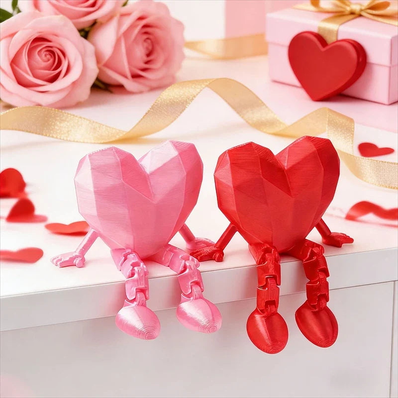 Jointed Miniature Heart Figurine – Valentine's Day Décor Gift
