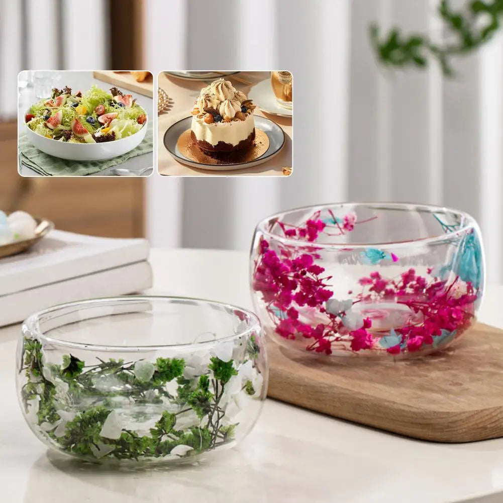 300ml Double-Walled Borosilicate Glass Bowl – Dried Flowers
