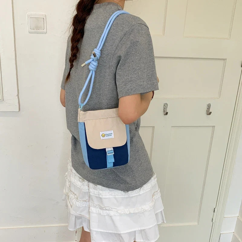 Korean Mini Crossbody Phone Bag – Color Block Shoulder Bag