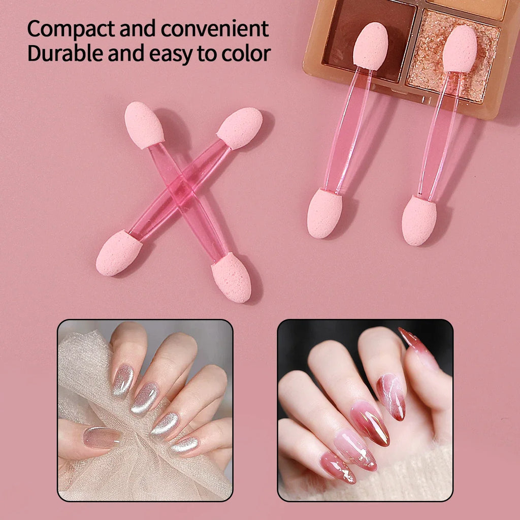 50pcs Pink Double-Ended Eyeshadow Applicator Sponge Sticks