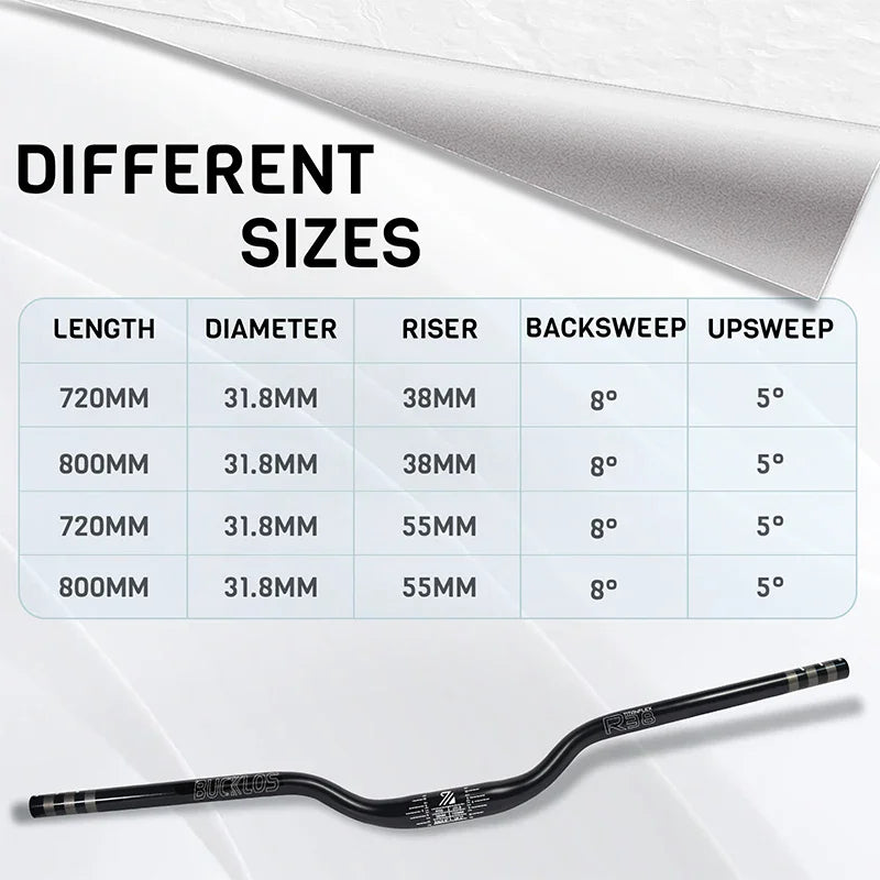BUCKLOS MTB Riser Handlebar 7075 Aluminum 720mm/800mm