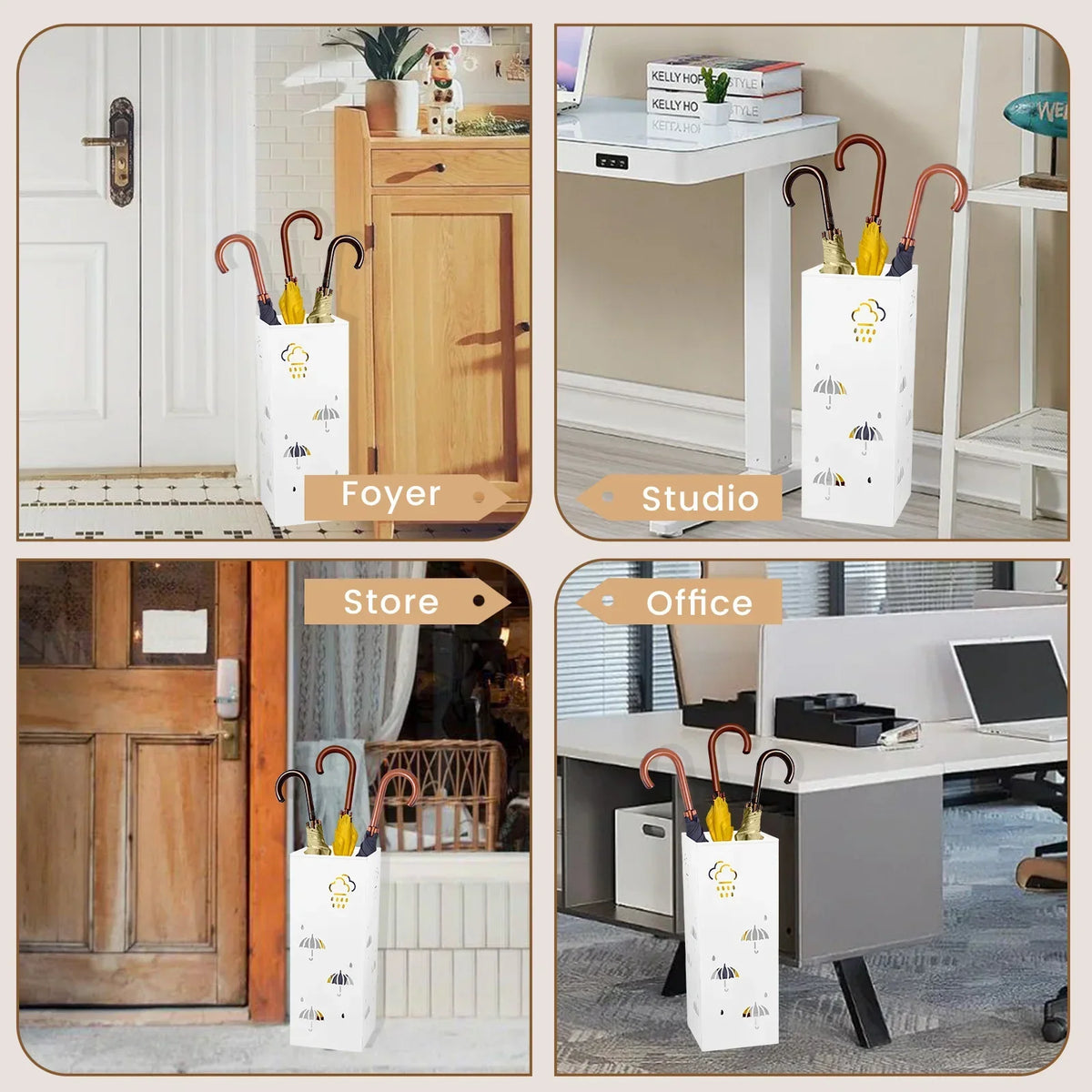 Square Metal Umbrella Stand Rack – Holds 4–8 Umbrellas
