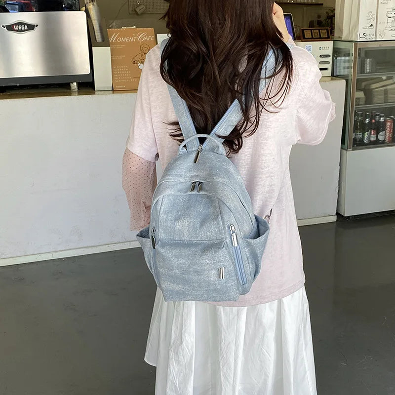 Women's Casual Denim Backpack – Lightweight College Commuter Bag