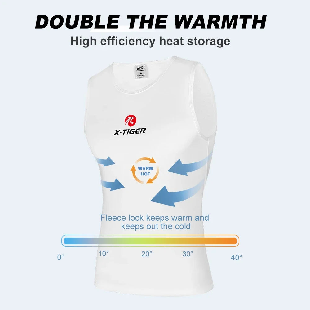 X-TIGER Men's Fleece Cycling Vest – Winter Base Layer