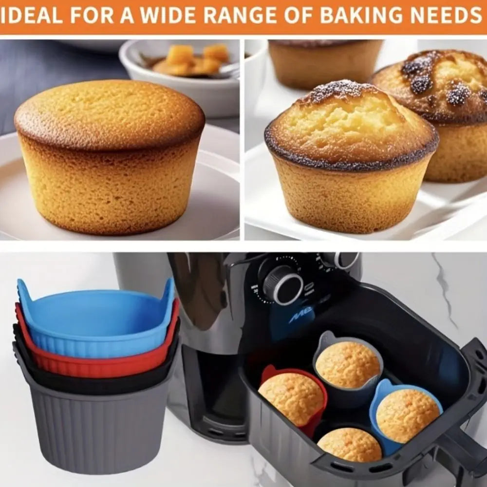 6-Piece Nonstick Silicone Cake Molds – Food Grade Baking Cup Set