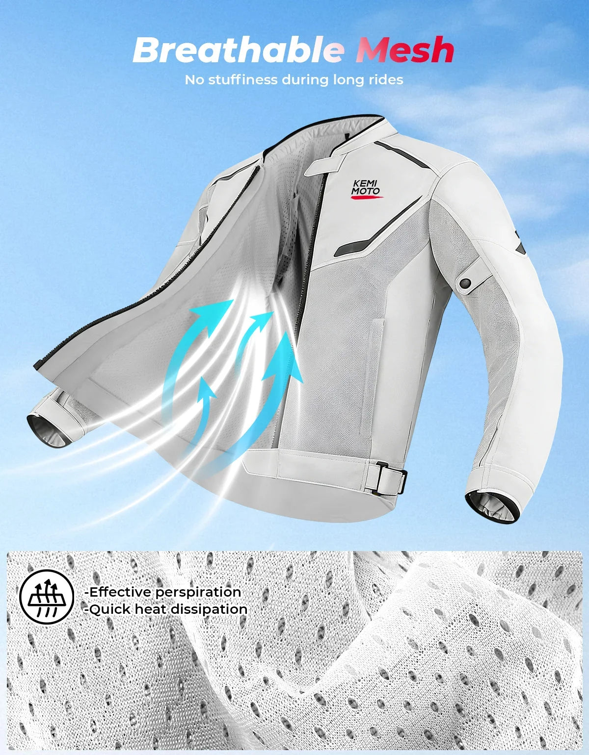 KEMIMOTO Men's Mesh Motorcycle Jacket CE Armor Breathable