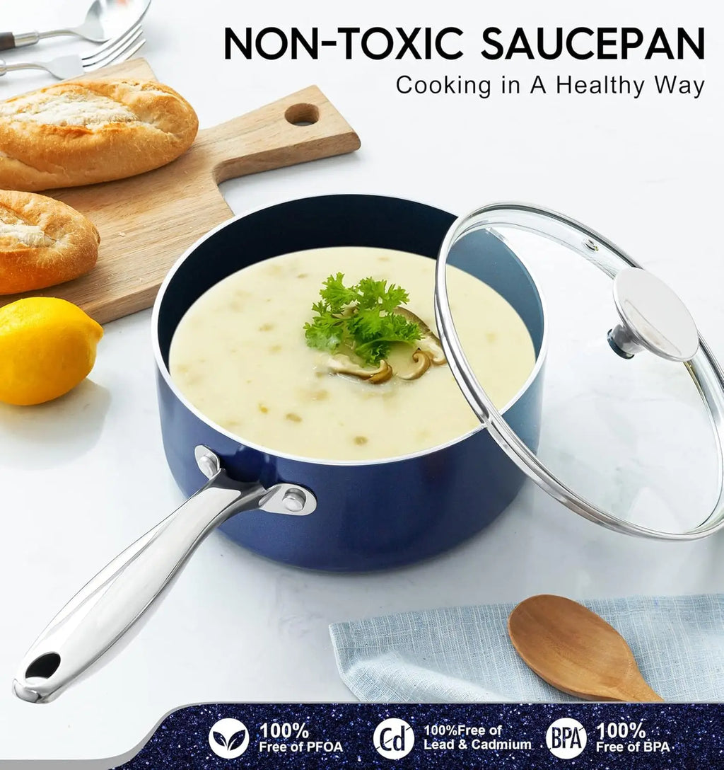 MICHELANGELO Ceramic Nonstick Frying Pan with Glass Lid