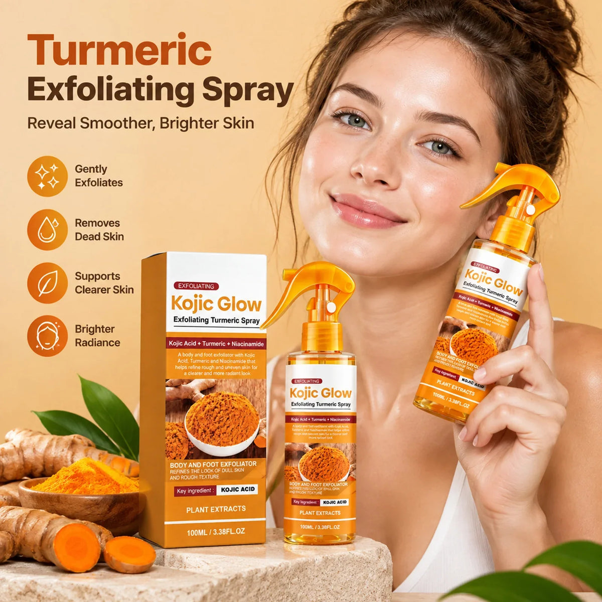VIARELINE Turmeric Kojic Acid Exfoliating Spray 100ml