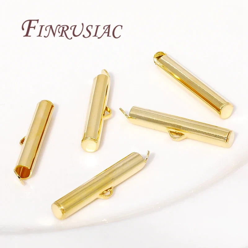 18K Gold Plated Crimp End Beads Slide Clasp Connectors DIY