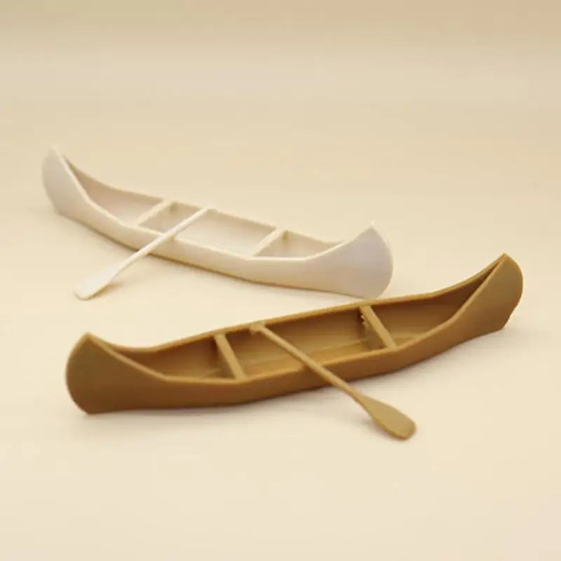 Miniature Canoe Boat Model Figurine Desktop Dollhouse Ornament