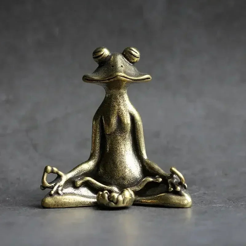 Brass Frog Zen Buddhist Statue Incense Burner & Tea Pet Décor