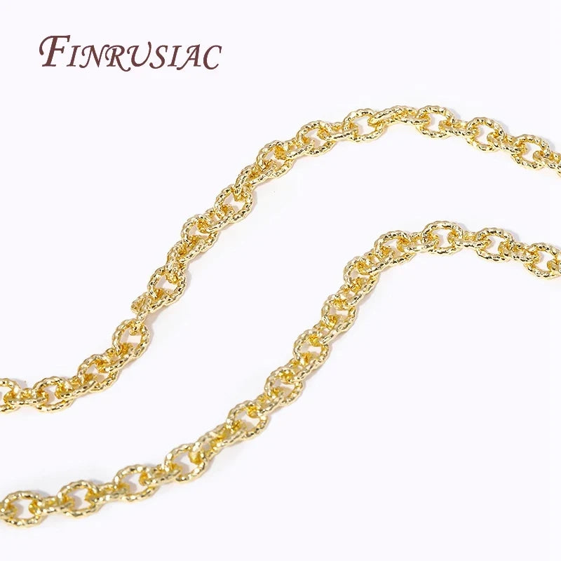 18K Gold Plated Textured Cable Chain 4.7mm×6mm DIY Jewelry
