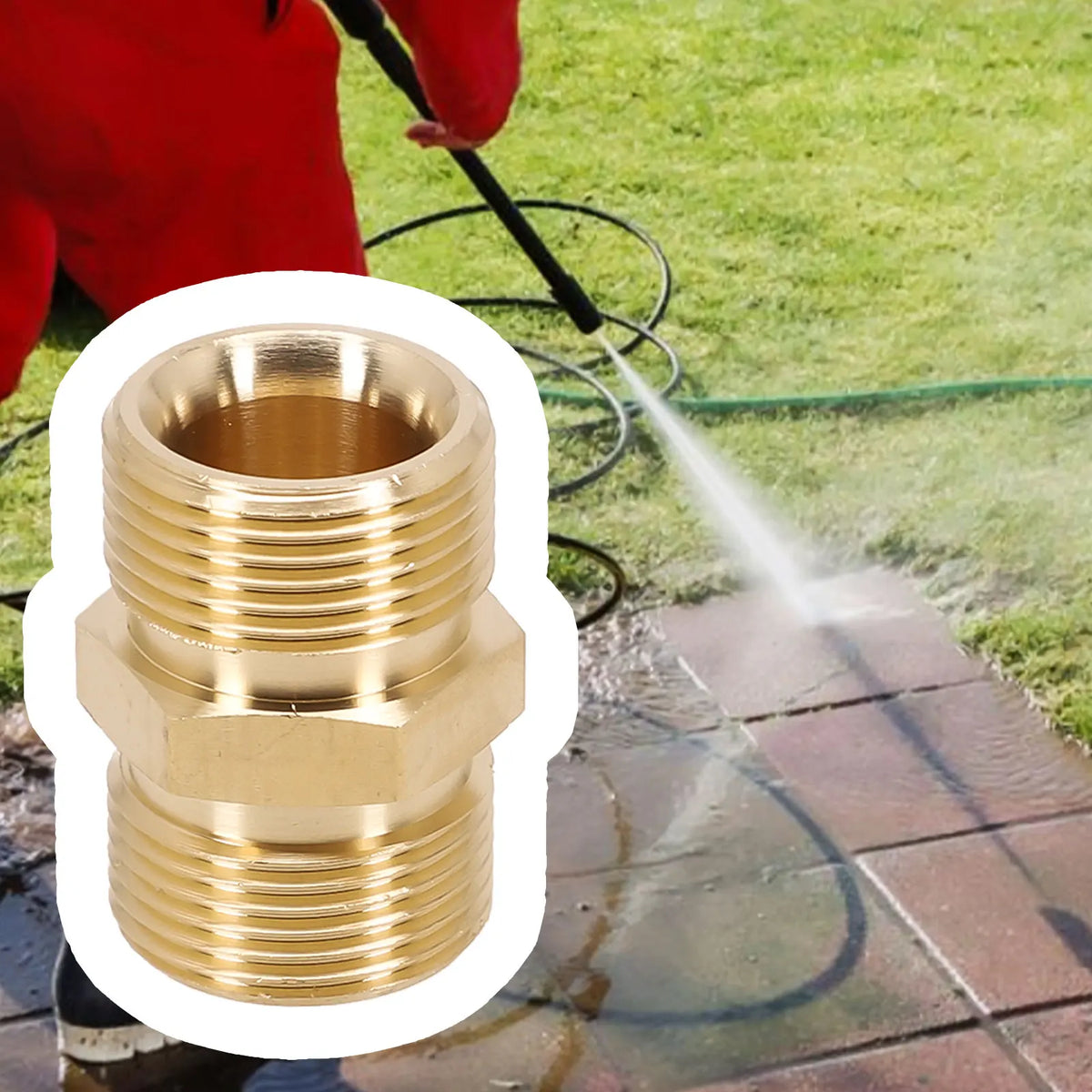 M22 Brass Pressure Washer Hose Adapter 14mm to 15mm