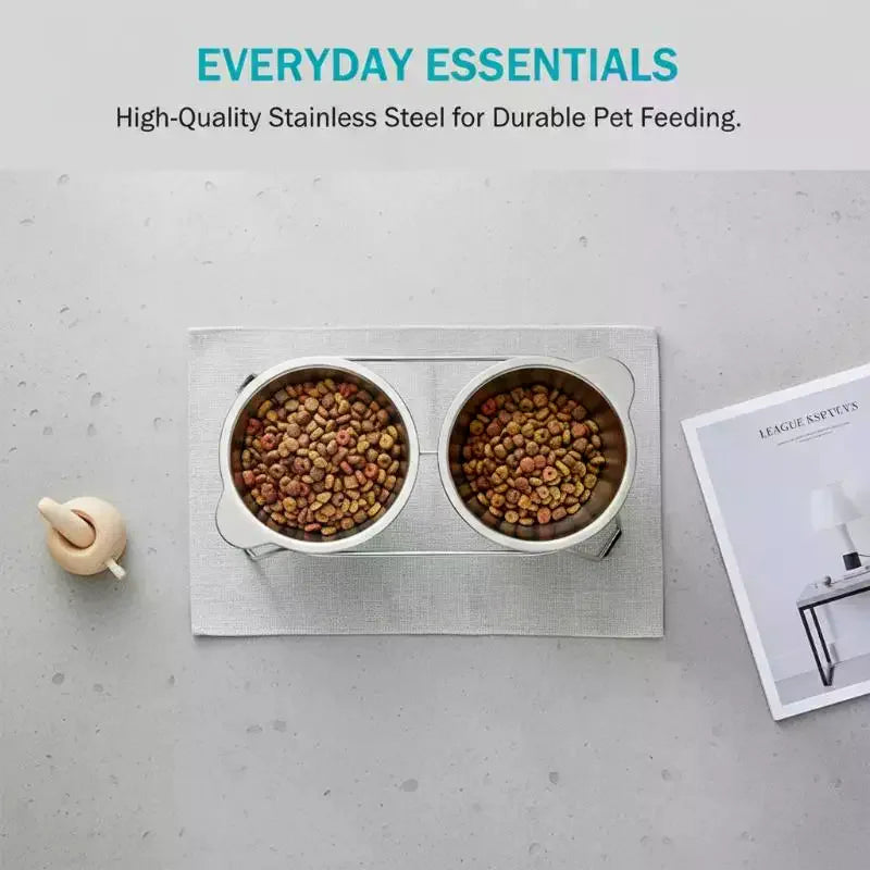 Stainless Steel Pet Bowl for Cats & Dogs | Elevated Neck Support