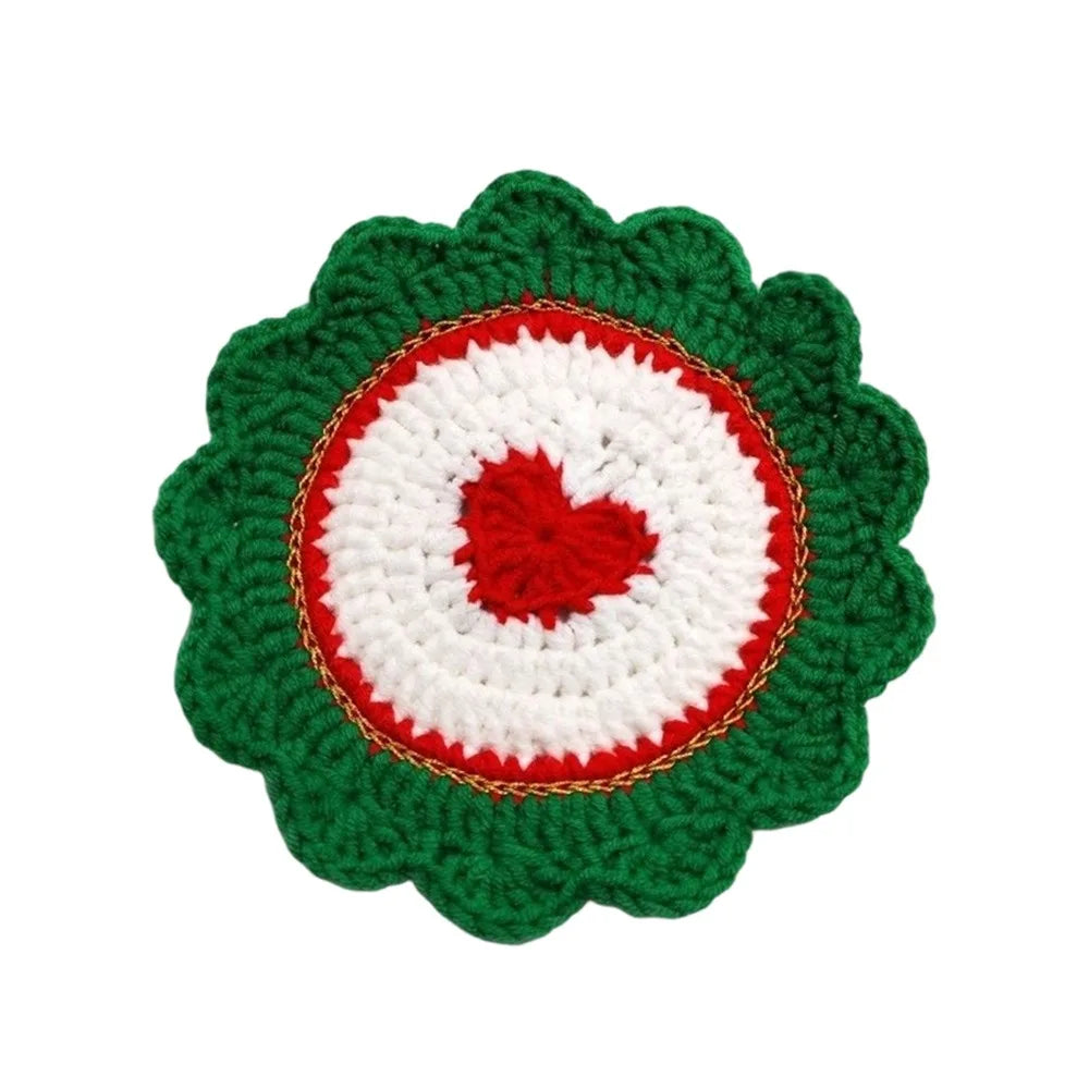 Hand-Knitted Christmas Crochet Coaster | Gingerbread Man Cup Mat