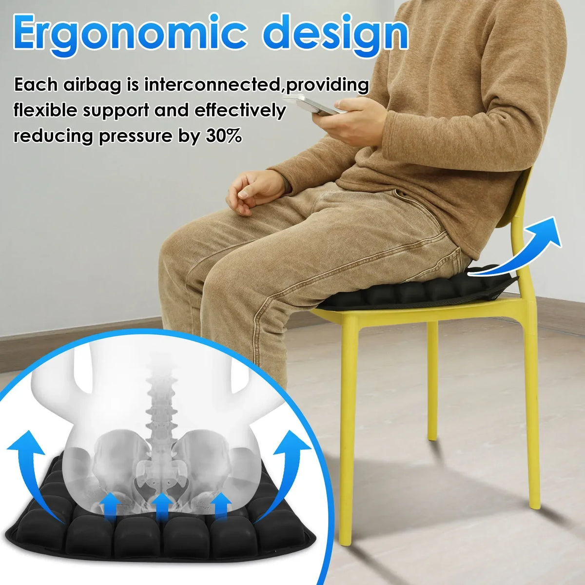 Inflatable 3D Air Cell Seat Cushion – Office, Car & Travel