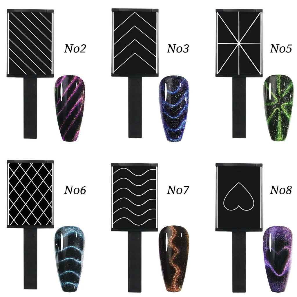 6Pcs Cat Eye Nail Magnet Set – 3D Holographic Sheets | Nixie