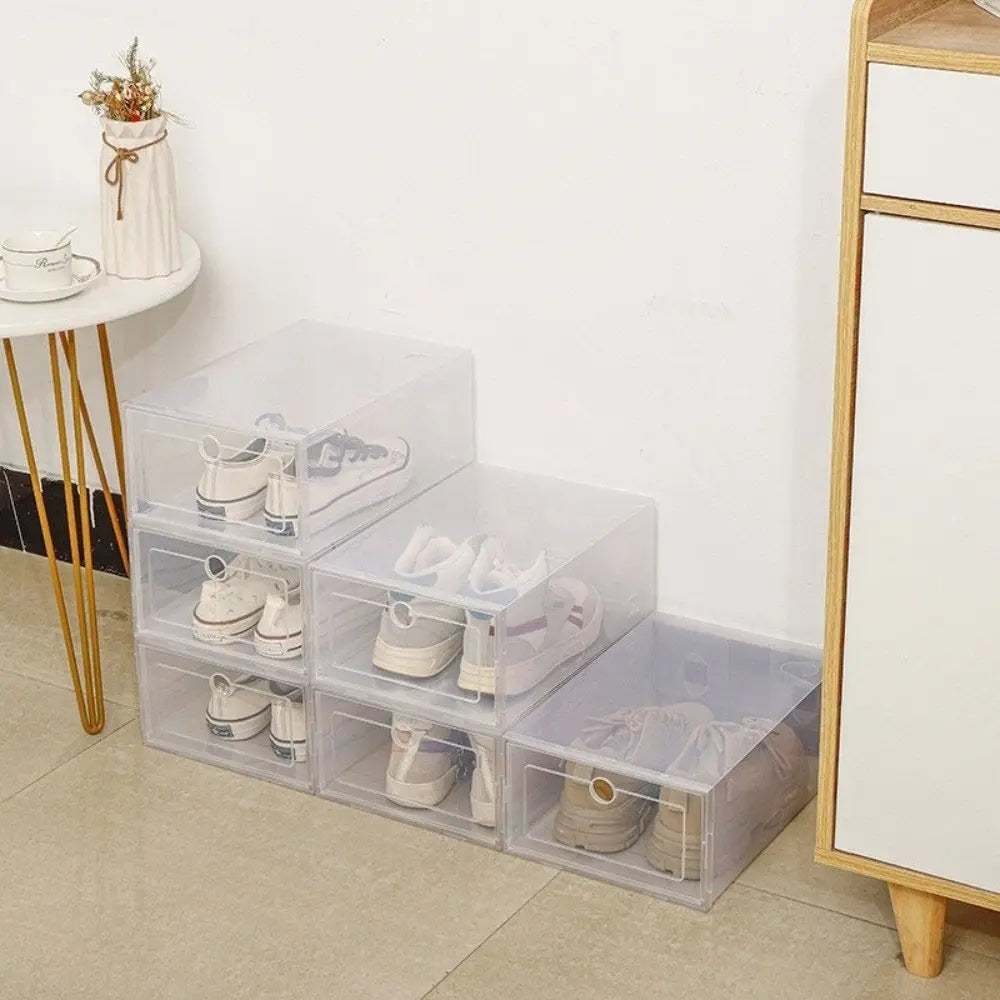 Transparent Stackable Shoe Boxes – Dustproof Waterproof Organizers
