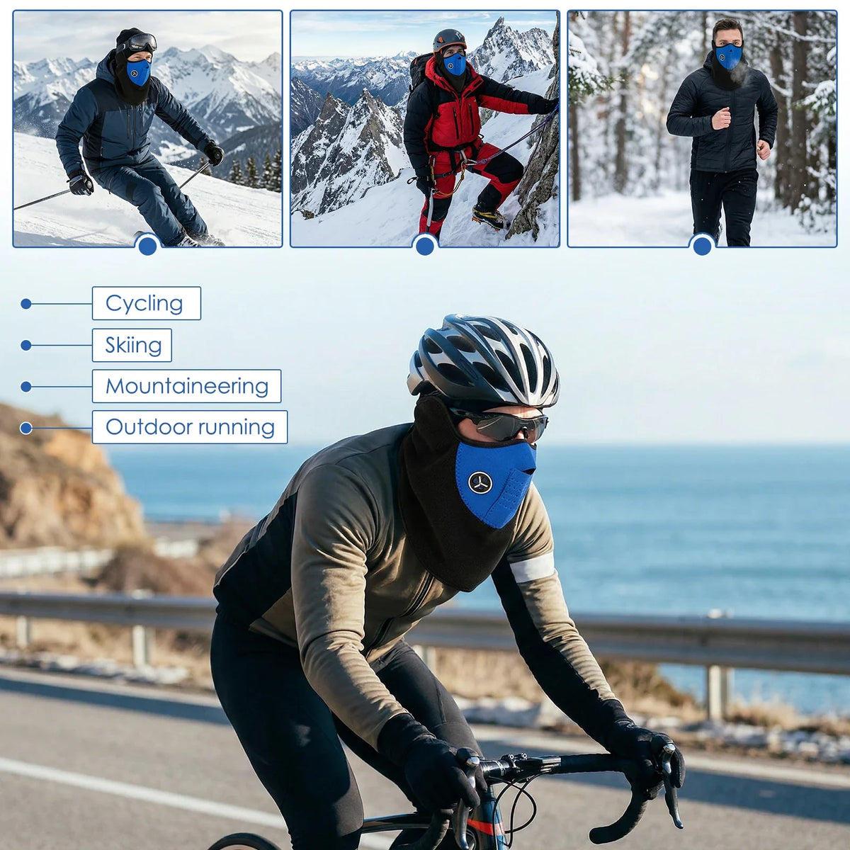Windproof Cycling Face Mask with Breathing Valve & Neck Gaiter
