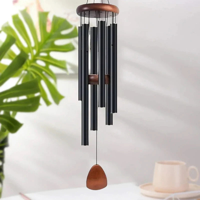 Retro Wood & Aluminum 6-Tube Wind Chime – Garden & Balcony