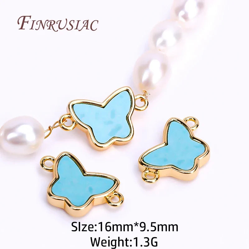 18K Gold Plated Turquoise Geometry Pendant Charms | DIY Necklace