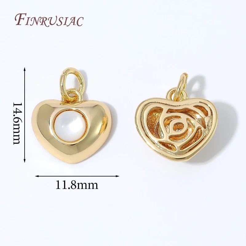 18K Gold Plated Mother of Pearl Shell Charms – Heart & Butterfly