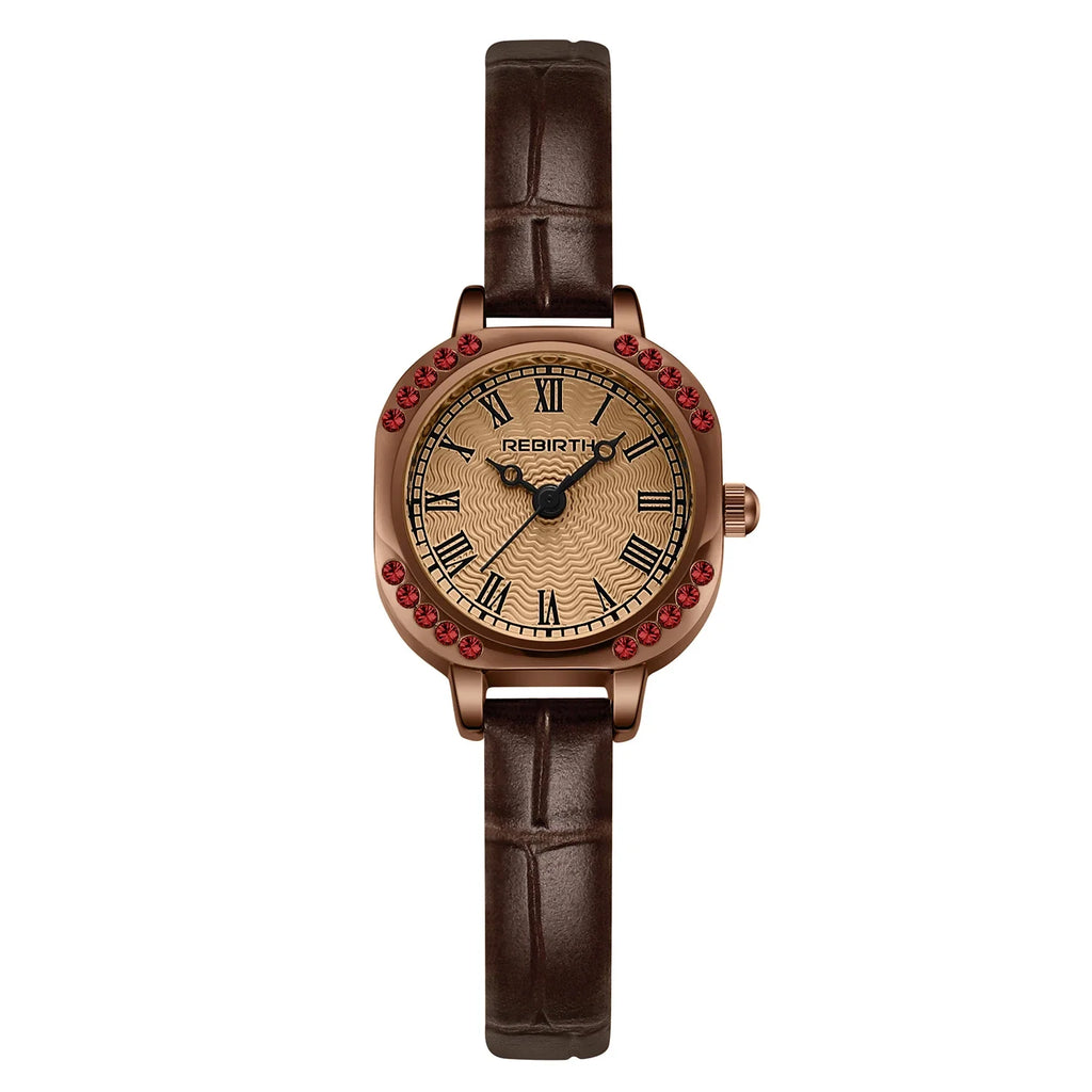 REBIRTH Retro Quartz Watch – Roman Numeral Leather Band | College Style