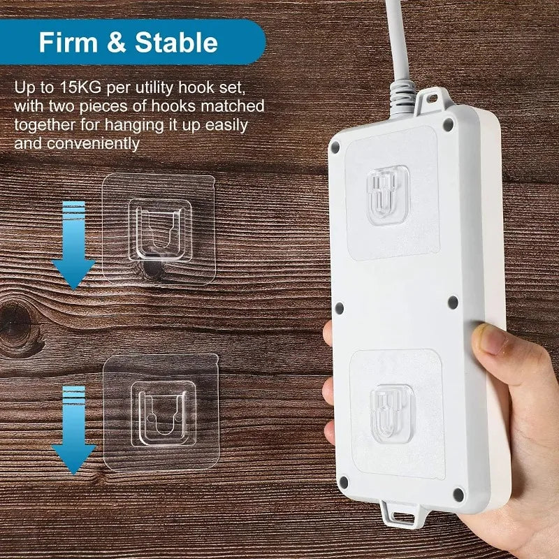 10 Pairs Transparent Double-Sided Adhesive Wall Hooks | No Drill