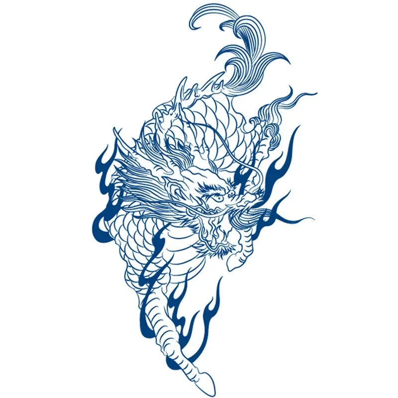 Blue Snake Temporary Tattoo Sticker – Waterproof Body Art