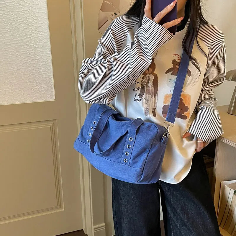 Retro Canvas Crossbody Bag – Large Capacity Shoulder Tote