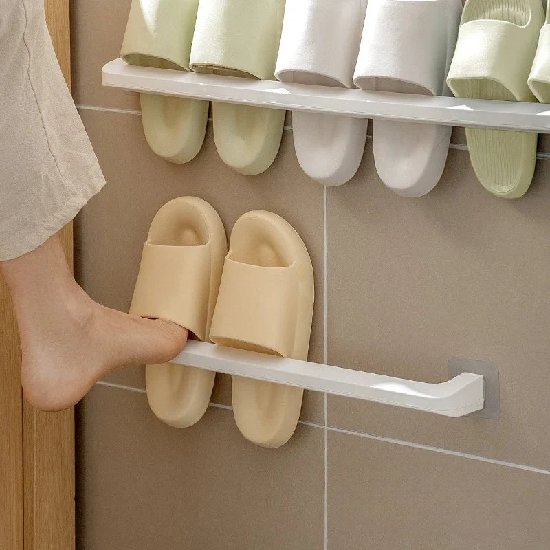 Wall Mounted Slipper Rack – No-Drill Shoe Organizer