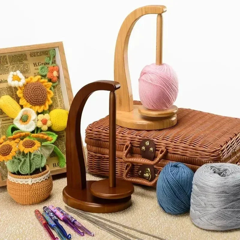 360° Magnetic Wooden Yarn Holder – Knitting & Crochet Tool