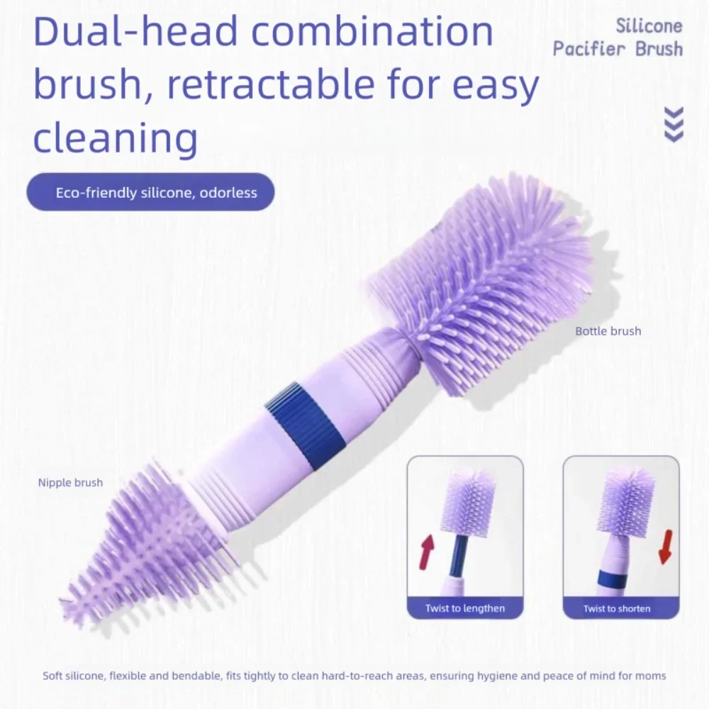 Silicone Bottle Cleaning Brush Set – 360° Rotating & Storage Box