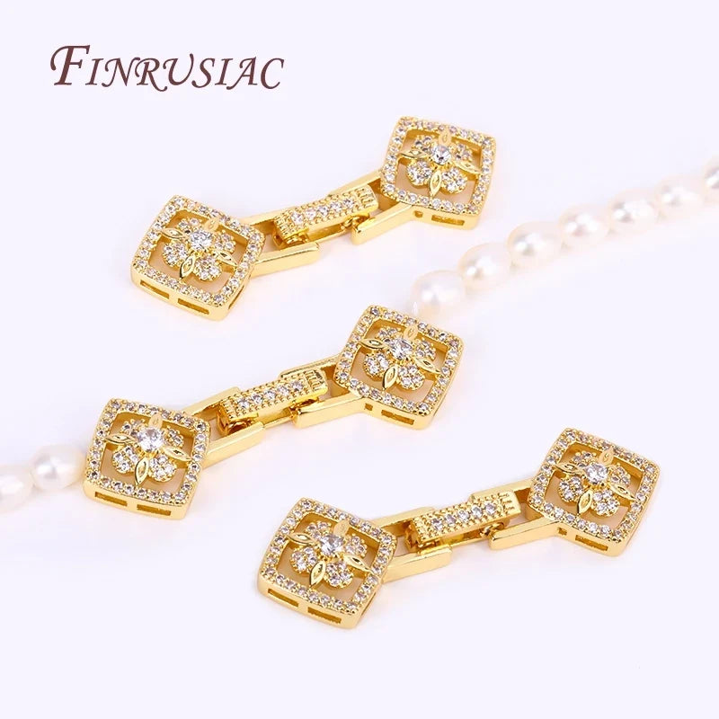 18K Gold Plated Zircon Pearl Clasp | DIY Jewelry Findings