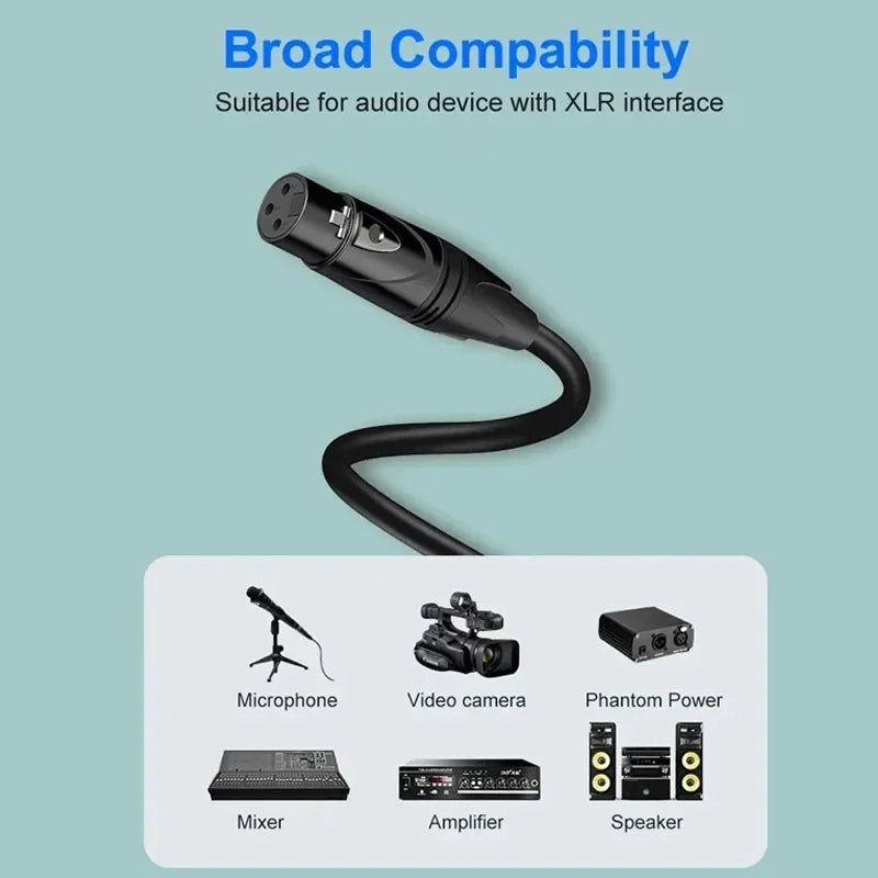 XLR Cable 3-Pin Balanced Male to Female Audio Extension Cord