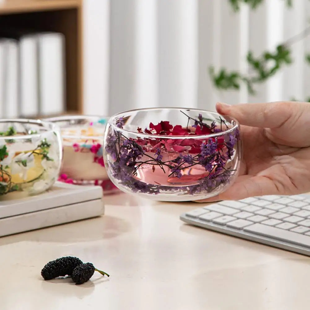 300ml Double-Walled Borosilicate Glass Bowl – Dried Flowers