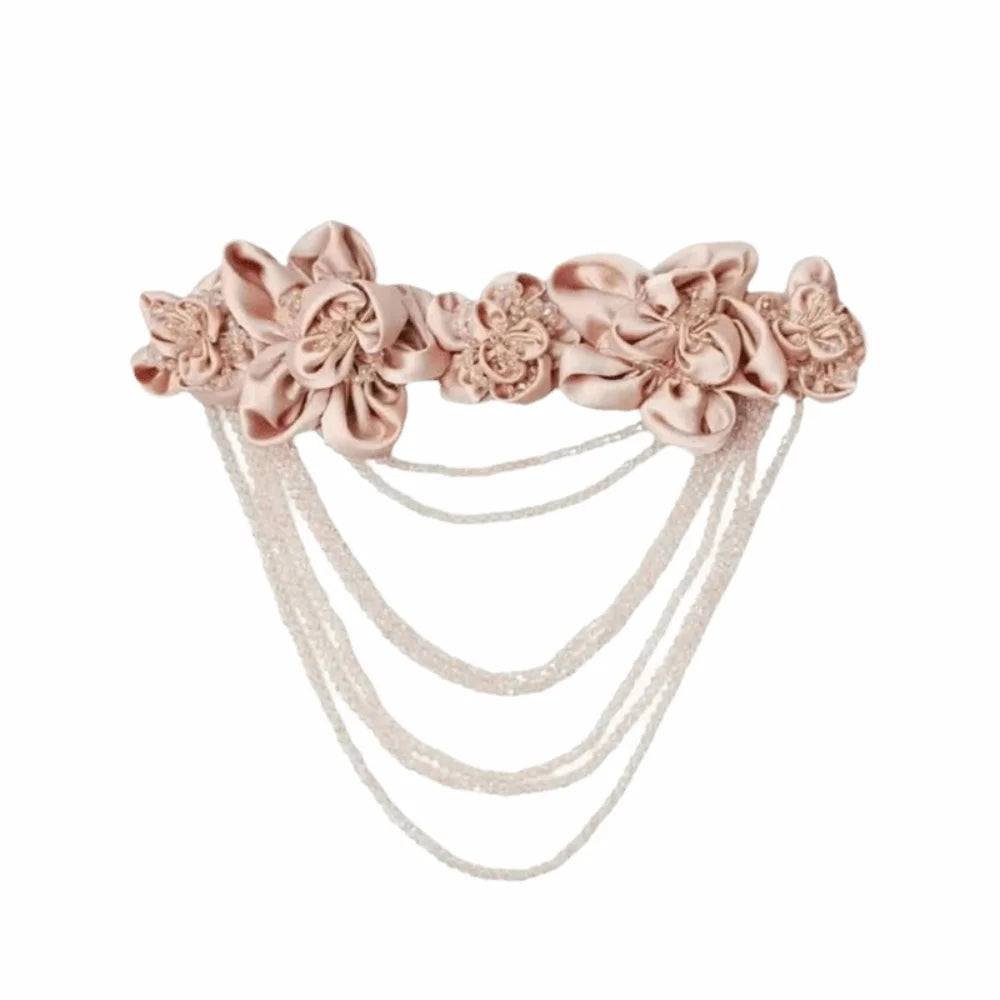 Hand Sewn Beaded Flower Applique Satin DIY Garment Decal
