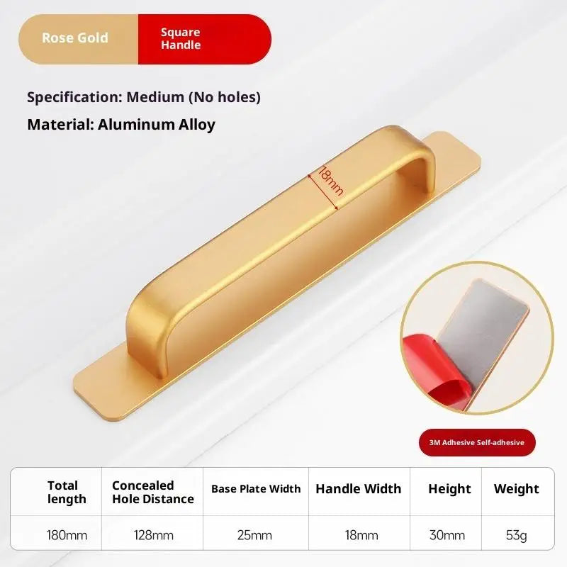 Drill-Free Aluminum Adhesive Door Handle for Sliding Doors & Drawers