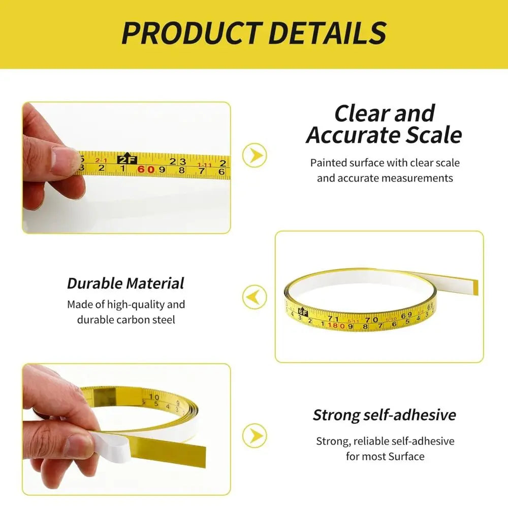 Self-Adhesive Steel Measuring Tape – Imperial & Metric, 1–5M