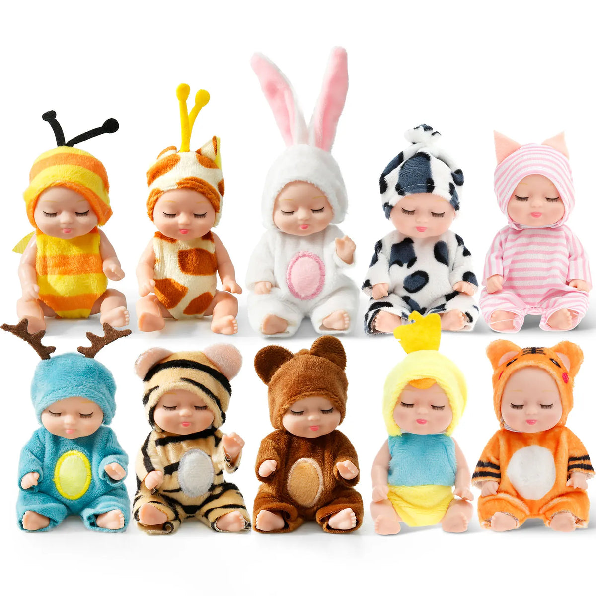 Mini Reborn Baby Dolls Set 6–12 Pcs with Clothes | Kids Gift