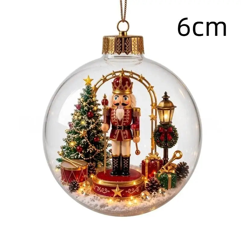 LED Luminous Christmas Crystal Ball Ornament – Santa & Snowman
